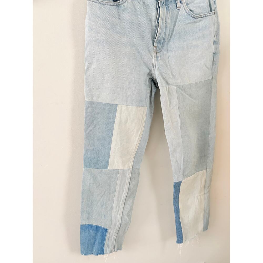 Everlane The 90s Cheeky Mended Jeans Size 26 Patchwork Indigo Crop Raw Hem - Picture 6 of 11